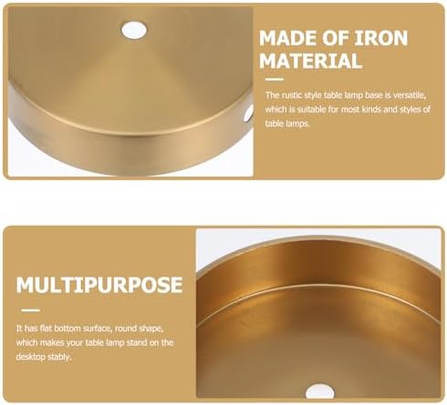 Amosfun Round Iron Table Lamp Base Universal Stand for Home Decor