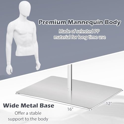 Goplus Male Mannequin Torso with Stand