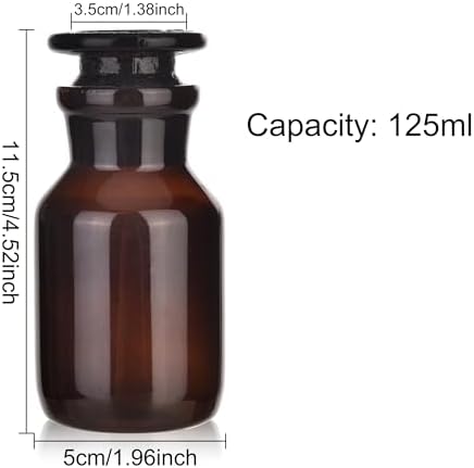 Amber Glass Reagent Bottle With Ground Stopper 125ML