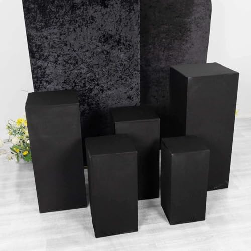 Tableclothsfactory Set of 5 Black Spandex Rectangular Display Box Covers