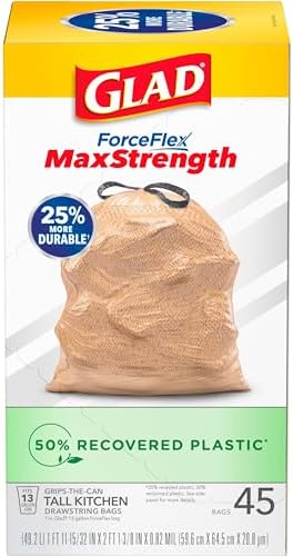 Glad Tall Kitchen Trash Bags 13 Gallon 45 Count