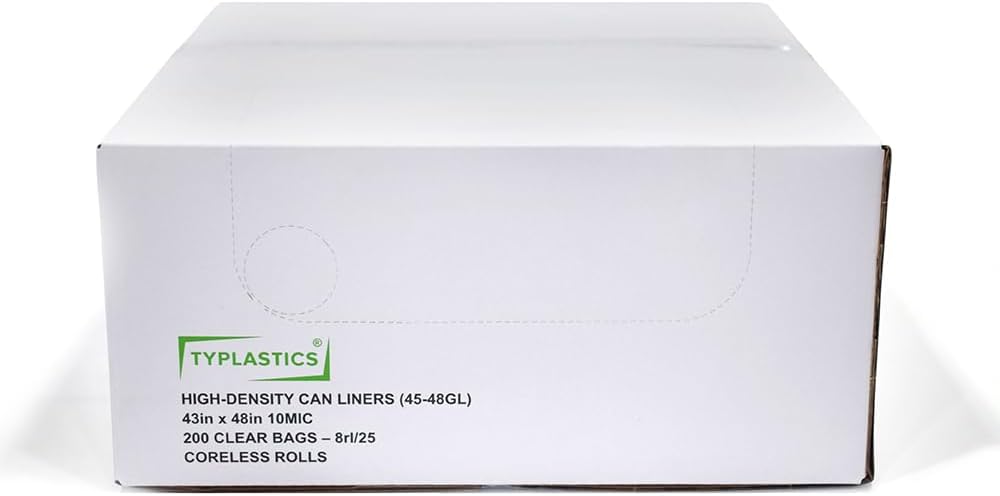 TYPLASTICS 45-48 Gallon Clear Trash Can Liners 200 Pack