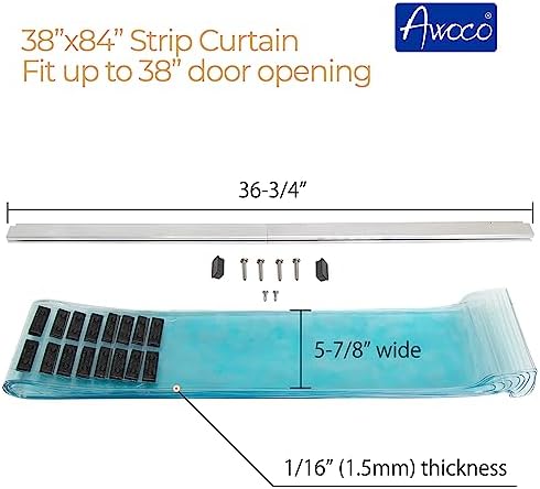 Awoco 38 x 84 Inch Vinyl Strip Curtain Kit