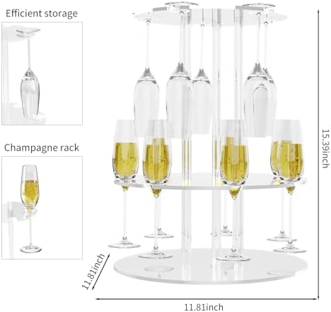 Laumffon Champagne Tower with 12 Slots 2 Tiers Display Stand