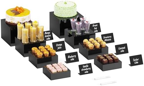 Neatsure 8PSC Buffet Risers Set Stackable Acrylic Display Stands for Food Desserts Jewelry and Collectibles