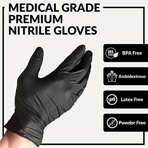 Klex Nitrile Exam Gloves - 1000 Count Black Medical Grade Powder Free Latex Free