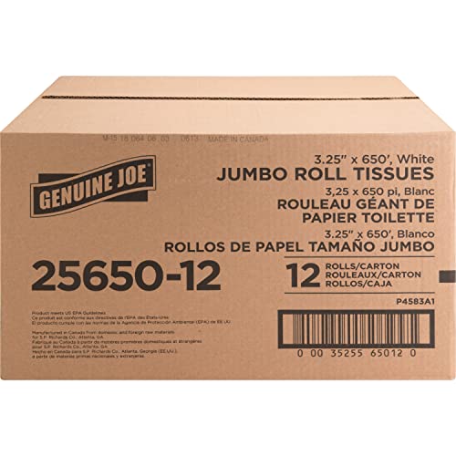 Genuine Joe Jumbo Roll Toilet Paper 2-Ply 12 Pack