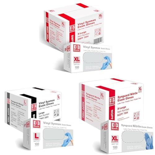 Basic Synmax Vinyl Exam Gloves - Latex-Free and Powder-Free - Xtra Large Case of 1000