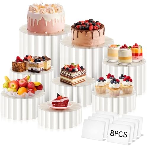 Marsui 8pcs Foldable Acrylic Buffet Risers for Dessert Tables and Party Decorations
