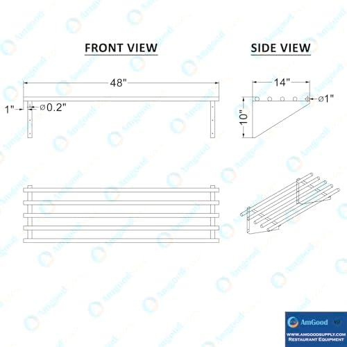 AmGood 14 in x 48 in NSF Stainless Steel Wall Shelf