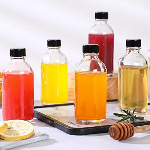 10 Pack 4 oz Clear Glass Bottles with Lids and 3 Funnels - Leakproof Travel and Sample Bottles for Liquids