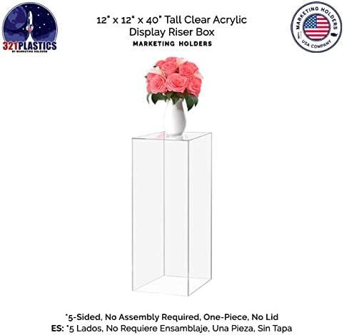 Clear Platform Display Box 12x12x40 Inch Pedestal Cube No Lid