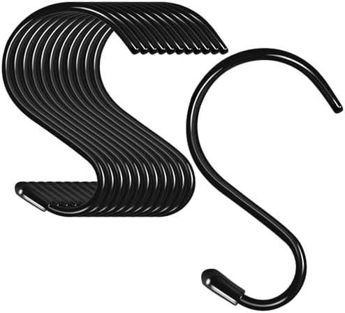 12 Pack 4 Inch Heavy Duty S Hooks Black