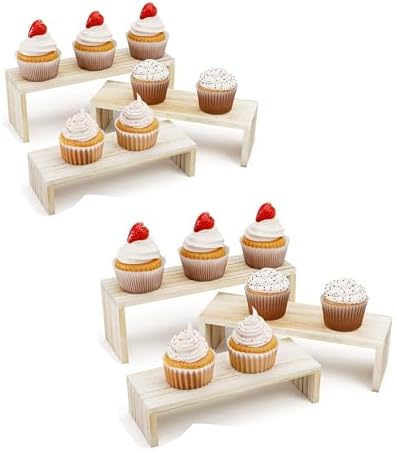Wooden Display Riser Stand 6PCS for Party Food and Decor