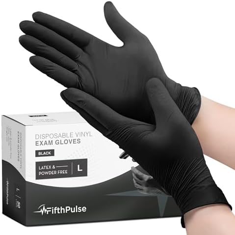 FifthPulse Black Vinyl Disposable Gloves