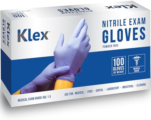 Klex Nitrile Exam Gloves - Medical Grade Powder Free Rubber Latex Free Food Safe Lavender