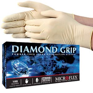 Ansell Microflex Diamond Grip MF-300 Exam Gloves Size S Natural Box of 100