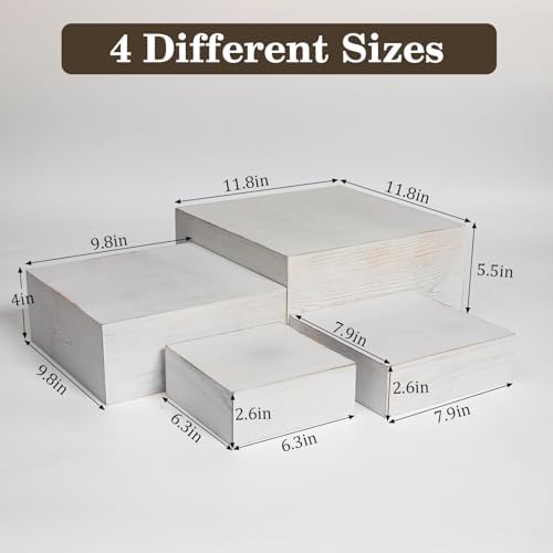 4 Pcs Wood Buffet Risers for Party Display