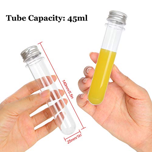 60 Pack Plastic Test Tubes with Caps for Bath Salt Candy Storage Lab Use