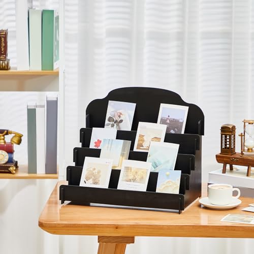 Barydat 4 Tier Wooden Display Stand for Greeting Cards Postcards Brochures Jewelry