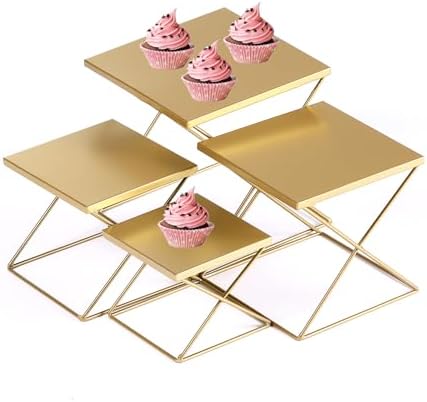 4 Piece Brass Square Display Risers Set