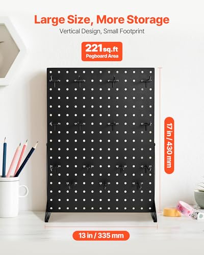 VEVOR Pegboard Display Stand 2 PCS Black 17x13 Inch with 30 Hooks