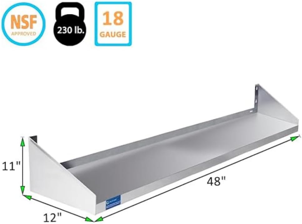 Premium Stainless Steel Wall Shelf with Side Guards 1