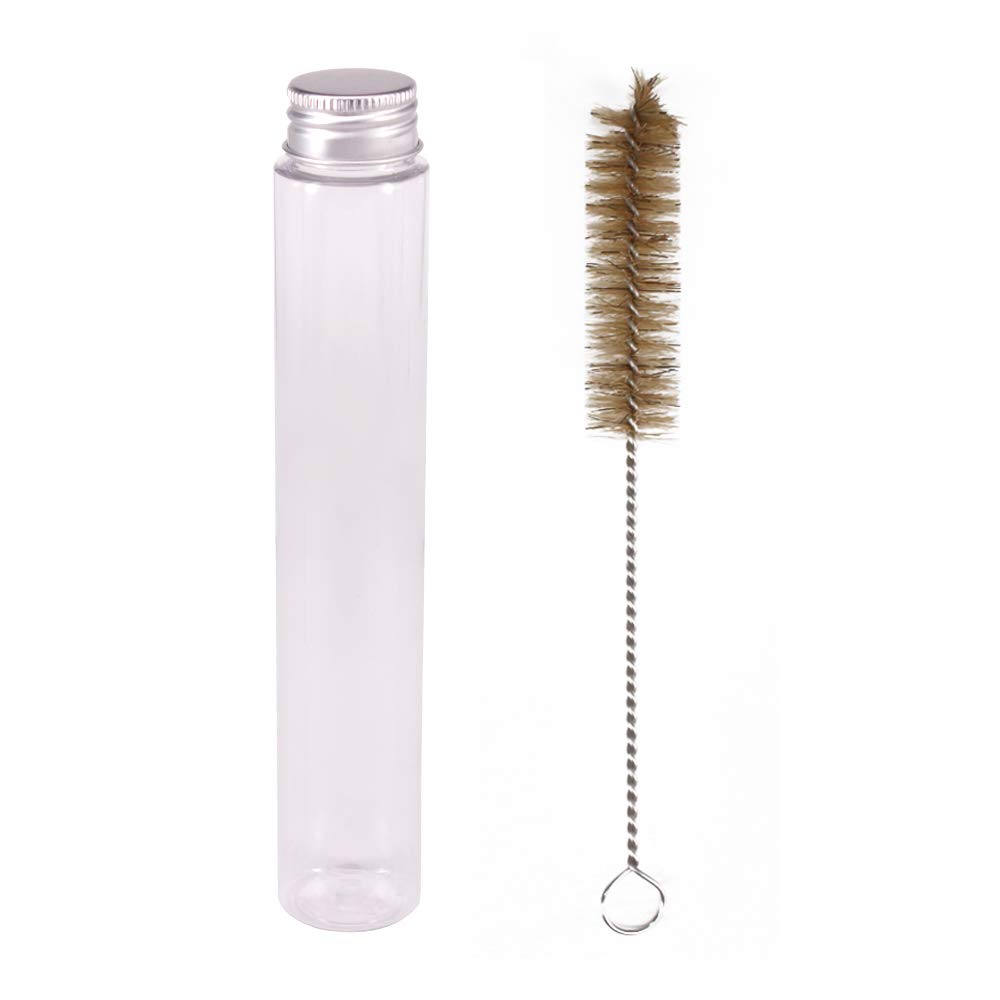 15 Pack Clear Plastic Test Tubes with Screw Caps and Brush