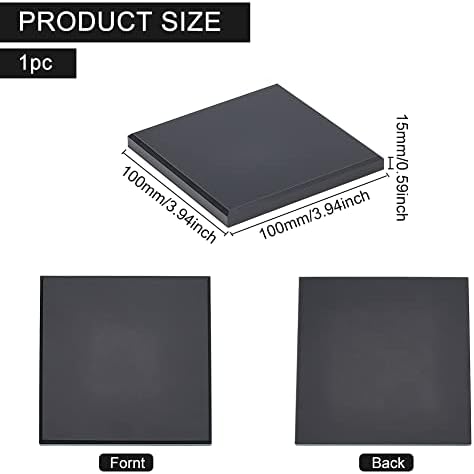 BENECREAT Black Acrylic Square Display Base 4x4x06 Inch