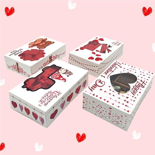 BASHOUT 24 Pcs Valentine Treat Box with Window Cutout
