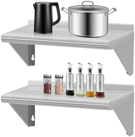 2Pack Stainless Steel Wall Shelf 86x16 Inches Commercial Grade