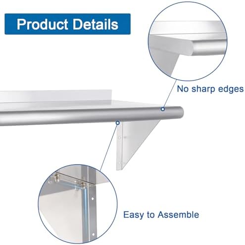 HARDURA 14x24 Stainless Steel Wall Shelf 240lb