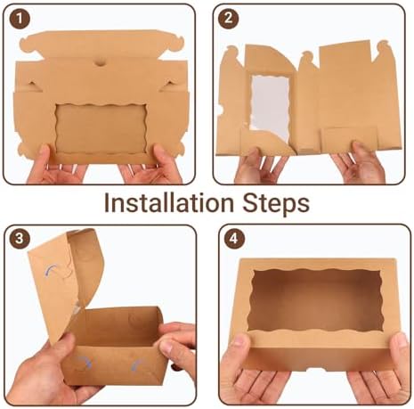 ROSPAKTEK 20pcs Brown Bakery Boxes for Treats