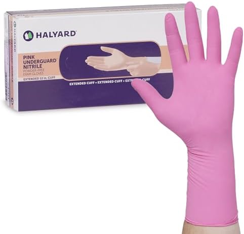 HALYARD Pink Nitrile Exam Gloves with 12 Cuff