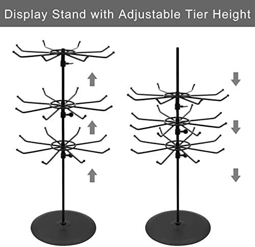 Medium Duty Adjustable Three Tier Counter Top Spinner Display Stand Black