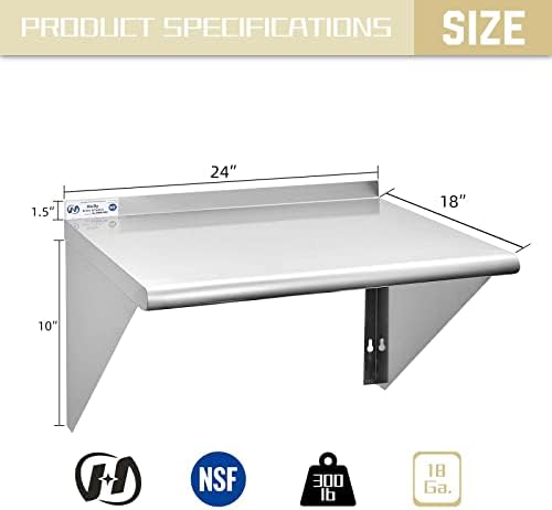 Hally Sinks Tables H 18x24 Inch Stainless Steel Shelf 300 lb