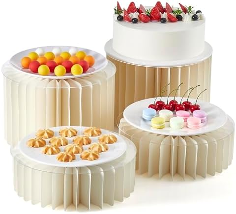 4-Pack White Buffet Risers with Acrylic Plates