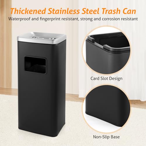 WICHEMI 4 Gallon Commercial Outdoor Trash Can with Lid and Removable Inner Bucket