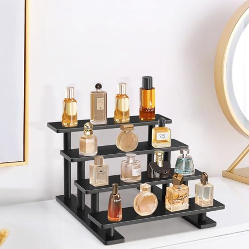 Lzhevsk Wooden Display Riser Stand 4 Tier Black
