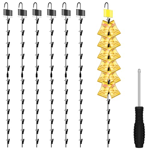 6 Pack Light-Duty Metal Hanging Strips with Hooks Black