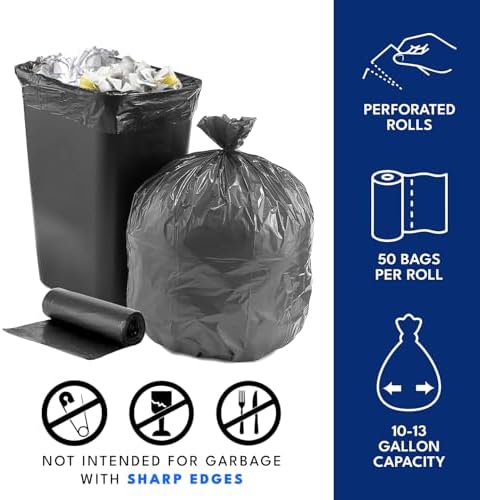 VicBay 13 Gallon Black Trash Bags 1000 Ct Can Liners