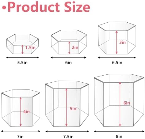 6 Pcs Acrylic Display Riser Set with Clear Base
