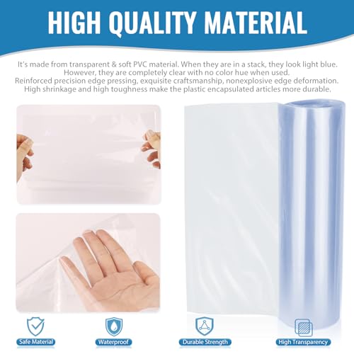 Yeumk 50PCS 10x14 Inch Clear PVC Heat Seal Shrink Wrap Bags for Packaging