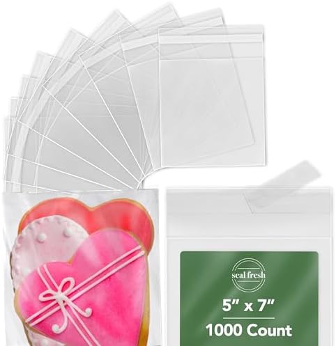 5x7 Inch Cellophane Bags 1000 Pack Clear Self-Sealing