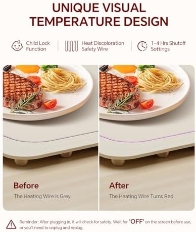 Taseven Food Warming Mat with 7 Temperature Settings and Kids Lock
