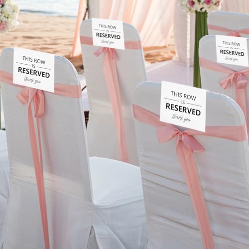 6Pcs White Reserved Seating Chair Signs for Wedding Ceremony