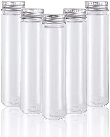 Haawooky 18 Pack 115 ml Clear Plastic Test Tubes with Screw Caps