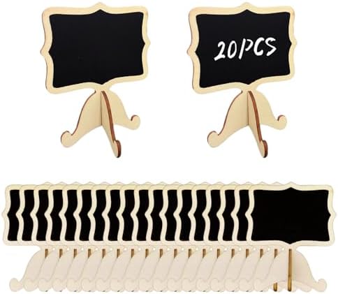 20 Piece Mini Chalkboard Set with Wooden Brackets
