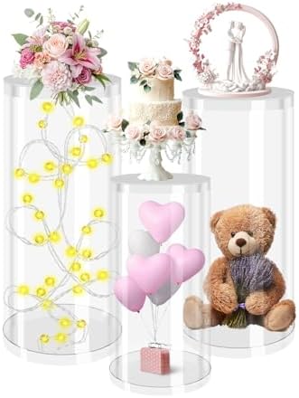 Party Cylinder Stands Set of 3 Clear Acrylic Display Stands