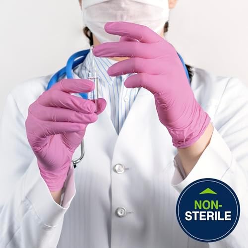 HALYARD Pink Nitrile Exam Gloves with 12 Cuff